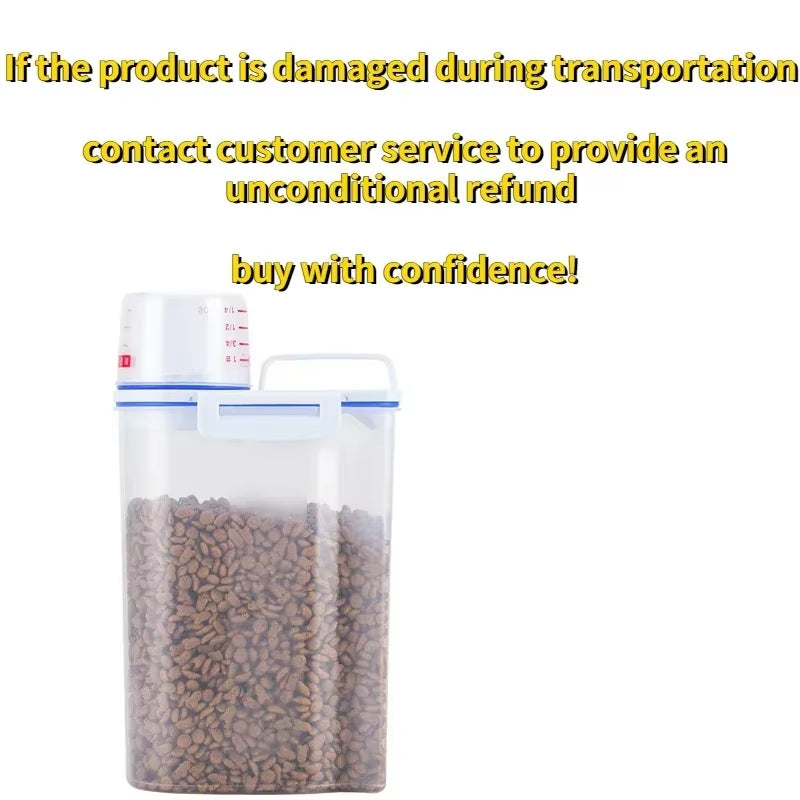 Sealed Pet Food Plastic Storage Tank with Measuring Cup