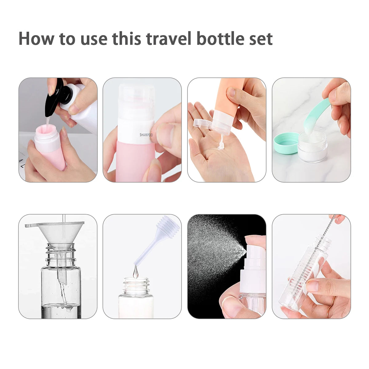 16 Pcs Leak Proof Travel Silicone Bottle Set