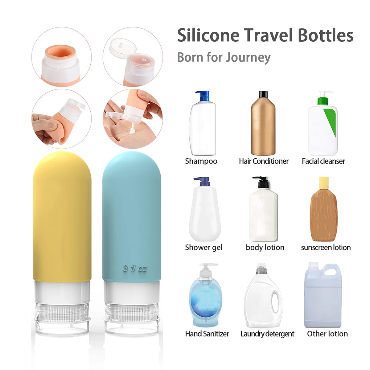16 Pcs Leak Proof Travel Silicone Bottle Set