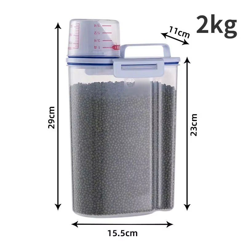 Sealed Pet Food Plastic Storage Tank with Measuring Cup