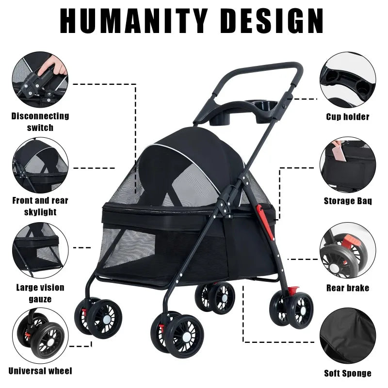 Pet Stroller ( Light and Foldable - Suitable For Outdoor Travel )