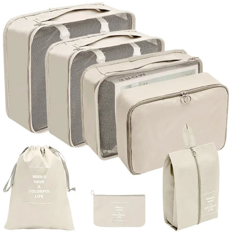 7/8/9/10 Pcs Set Suitcase Packing Cubes Travel Organizer Storage Bags