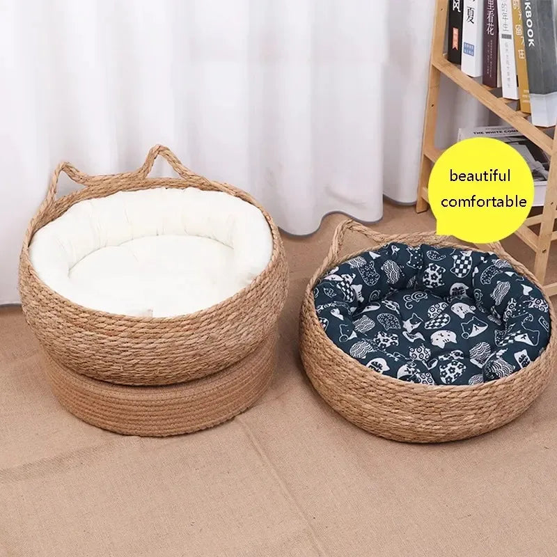Natural Woven Pet Bed ( Washable )
