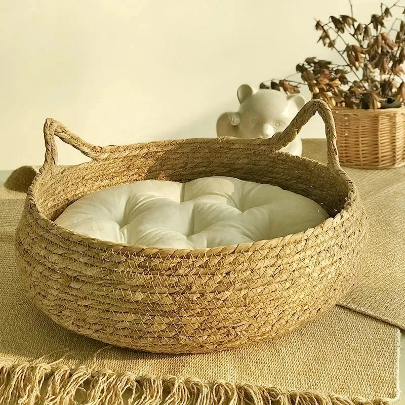 Natural Woven Pet Bed ( Washable )