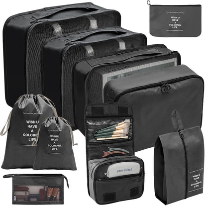 7/8/9/10 Pcs Set Suitcase Packing Cubes Travel Organizer Storage Bags