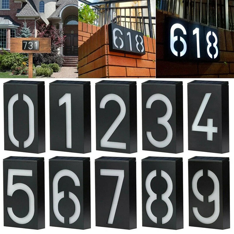 House Number Solar Powered Doorplate 