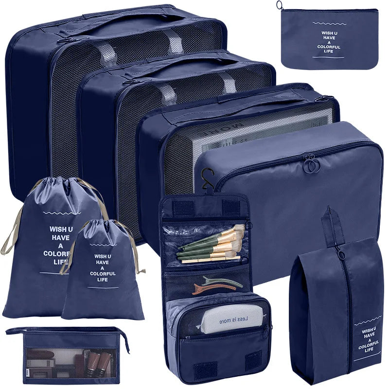 7/8/9/10 Pcs Set Suitcase Packing Cubes Travel Organizer Storage Bags