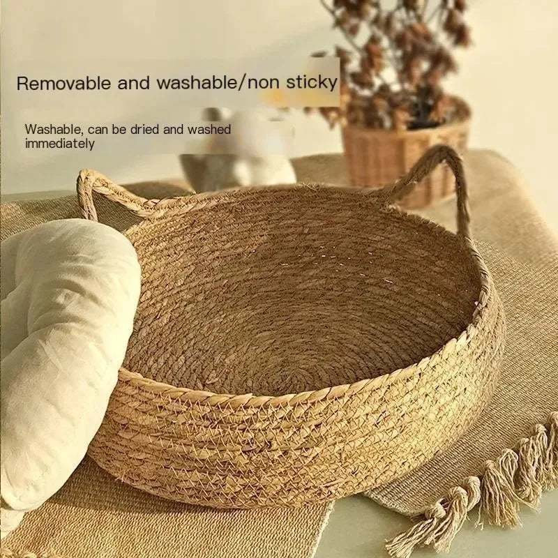 Natural Woven Pet Bed ( Washable )