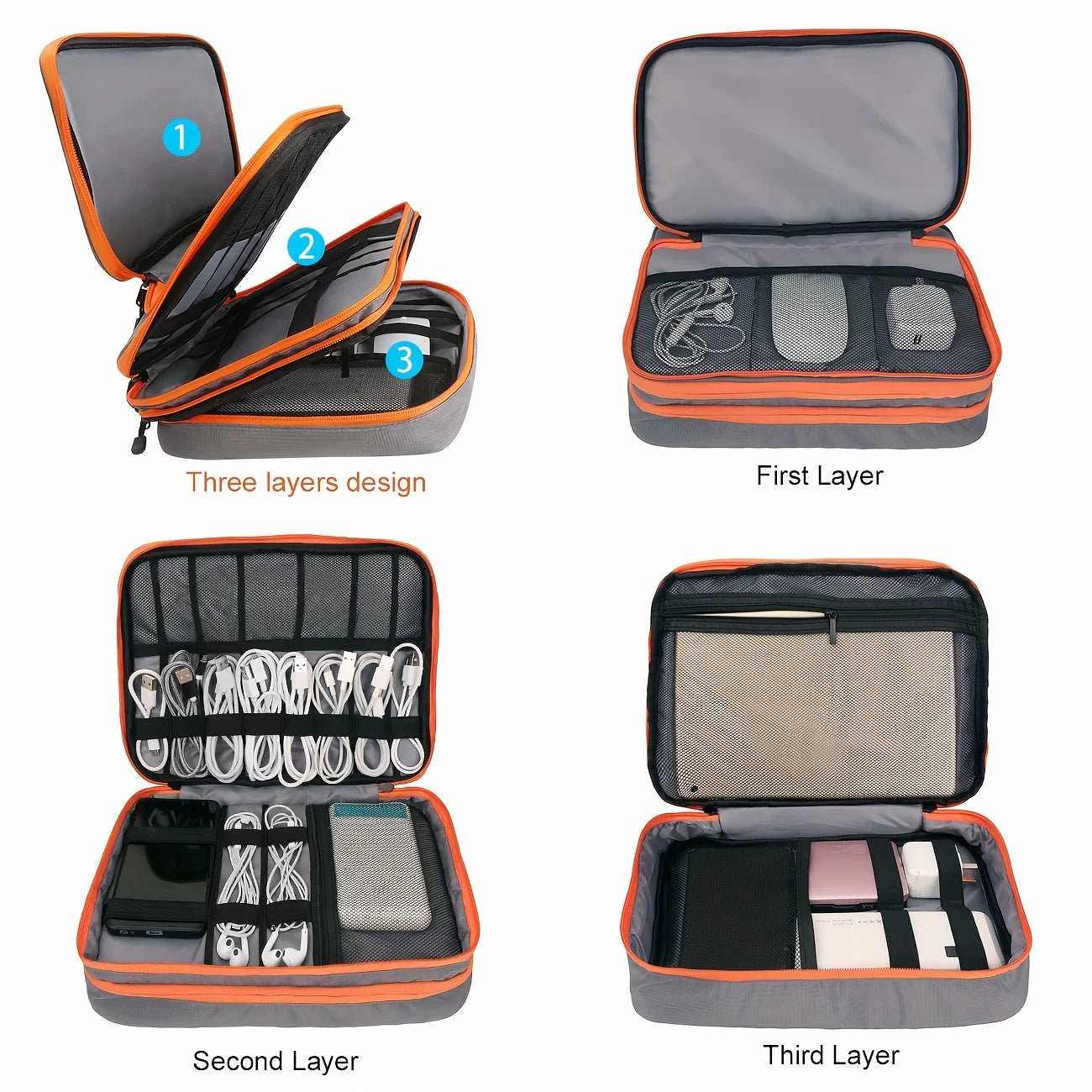Multi Layer Electronic Accessories Organizer Bag
