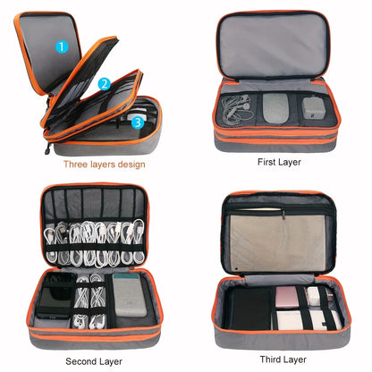 Multi Layer Electronic Accessories Organizer Bag