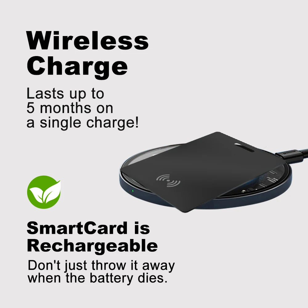 Wallet  Ultra-Thin Tracking Card (GPS Smart-Tag with Wireless Charging)