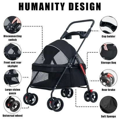 Pet Stroller  ( Light and Foldable - Suitable  For Outdoor Travel )