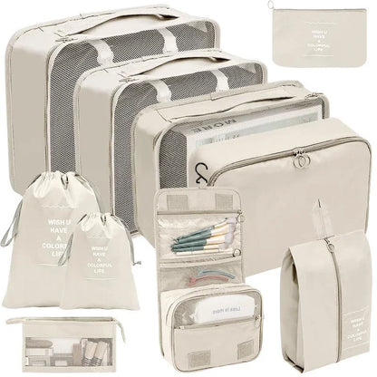 7/8/9/10 Pcs Set Suitcase Packing Cubes Travel Organizer Storage Bags