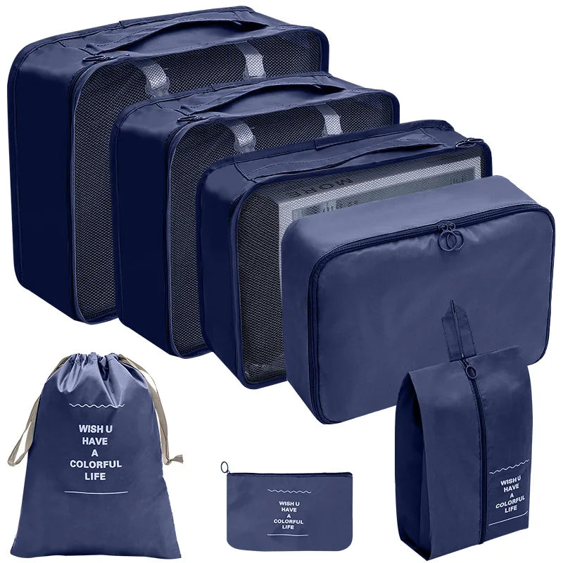 7/8/9/10 Pcs Set Suitcase Packing Cubes Travel Organizer Storage Bags