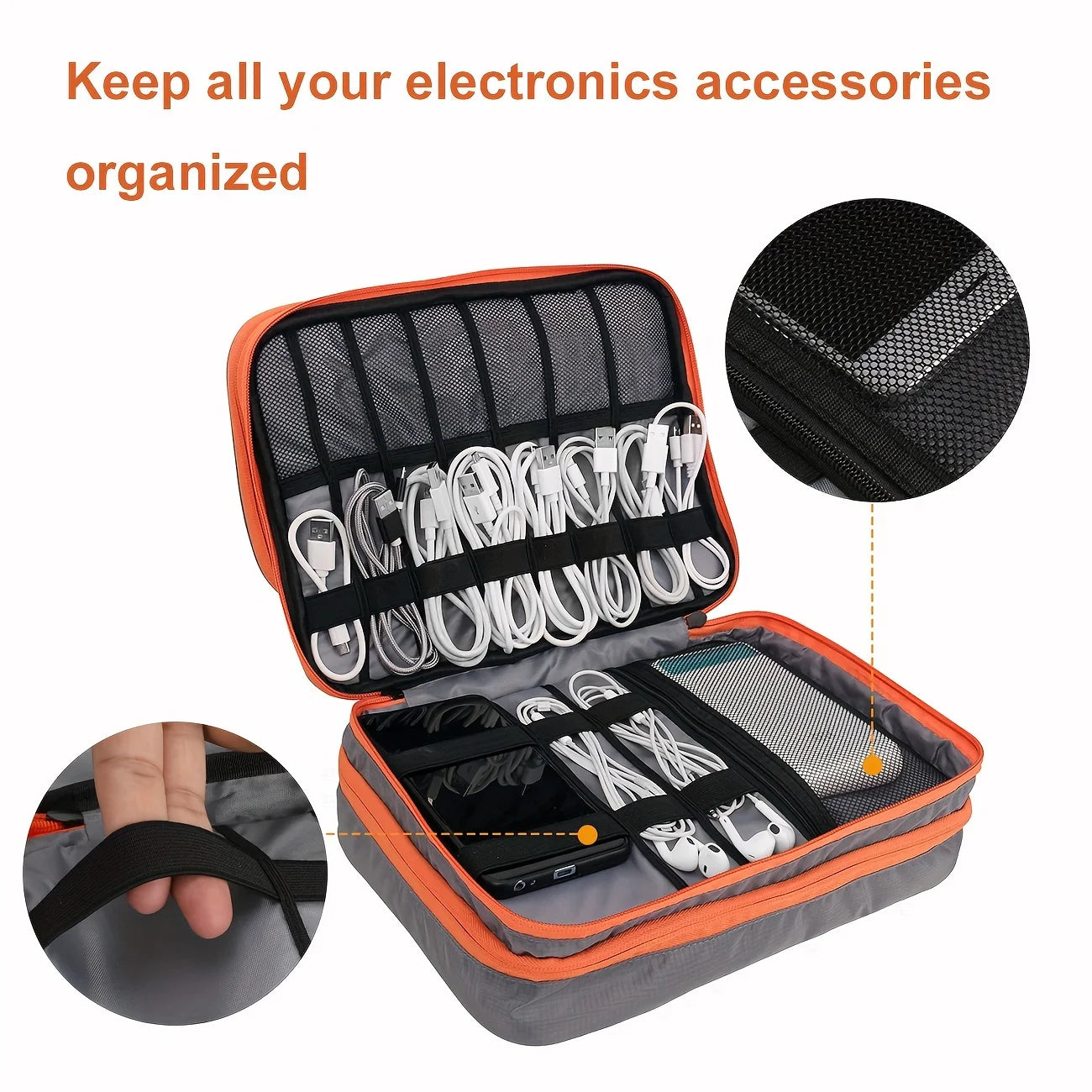Multi Layer Electronic Accessories Organizer Bag