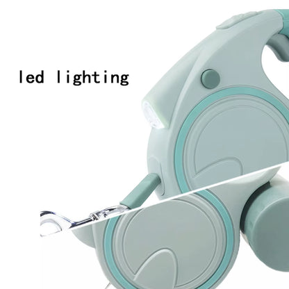 Retractable Dog Leash with Led Lights and Garbage Bag Storage