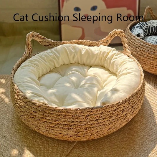 Natural Woven Pet Bed ( Washable )