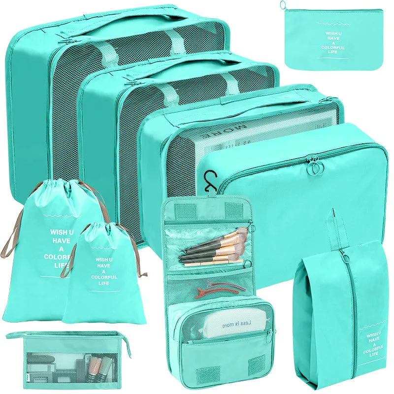 7/8/9/10 Pcs Set Suitcase Packing Cubes Travel Organizer Storage Bags