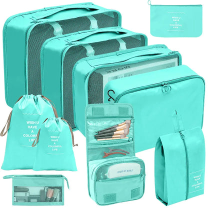 7/8/9/10 Pcs Set Suitcase Packing Cubes Travel Organizer Storage Bags